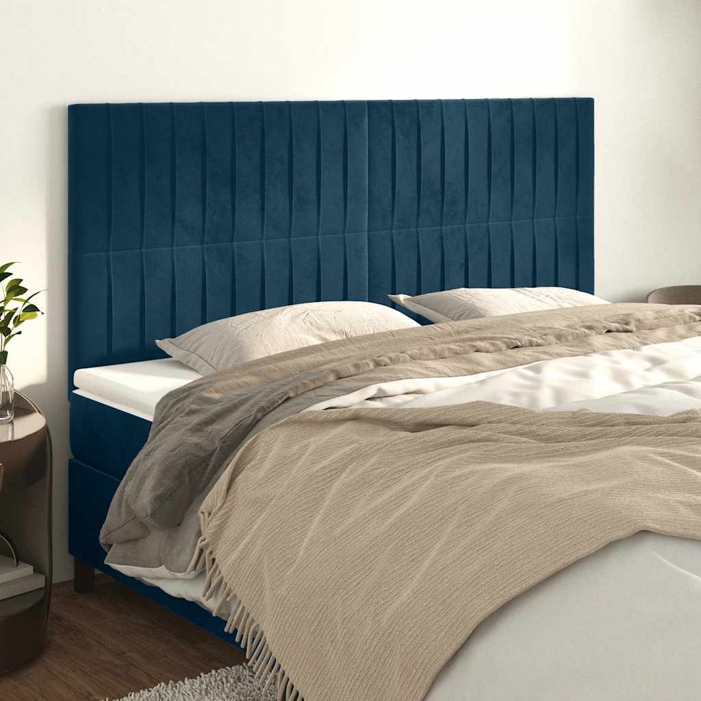 vidaXL Headboard Dark Blue 180x5x118/128 cm Velvet