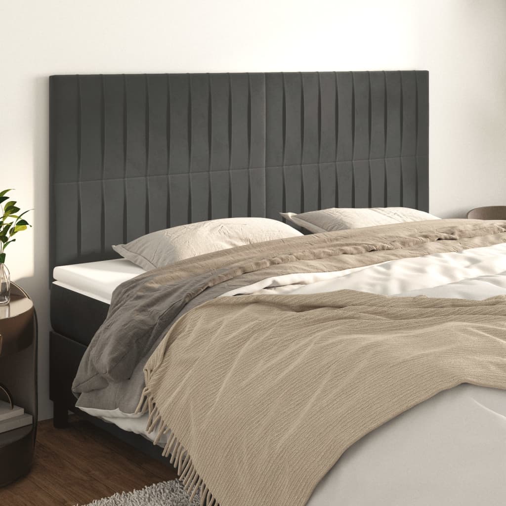 vidaXL Headboard Dark Grey 200 x 5 x 118/128 cm Velvet