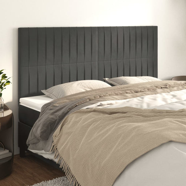 vidaXL Headboard Dark Grey 200 x 5 x 118/128 cm Velvet