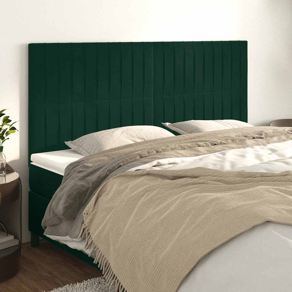 vidaXL Headboard Dark Green 200 x 5 x 118/128 cm Velvet