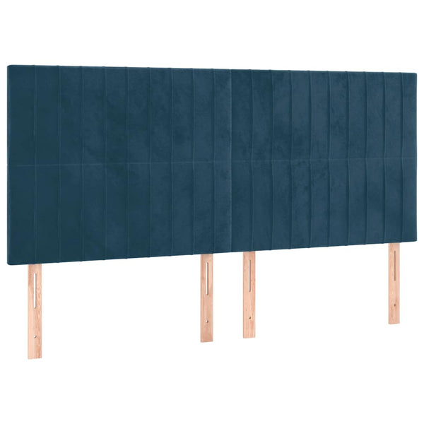 vidaXL Headboard Dark Blue 200 x 5 x 118/128 cm Velvet