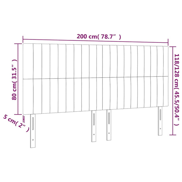 vidaXL Headboard Dark Blue 200 x 5 x 118/128 cm Velvet