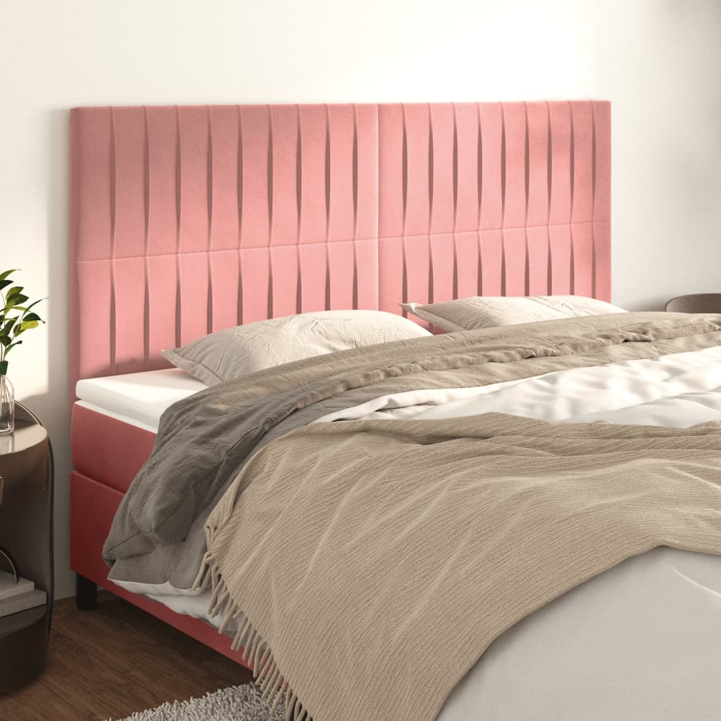 vidaXL Headboard Pink 200 x 5 x 118/128 cm Velvet
