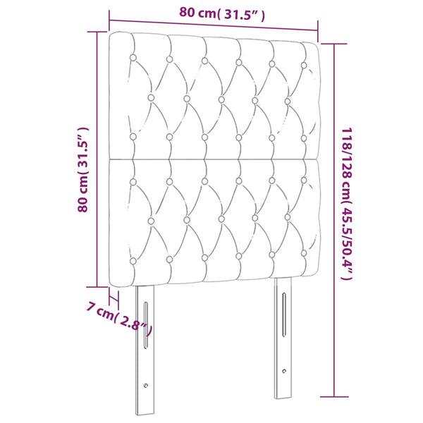 vidaXL Headboard Light Gray 80x7x118/128 cm Fabric