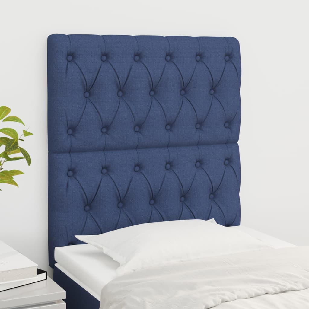 vidaXL Headboard Blue 80x7x118/128 cm Fabric