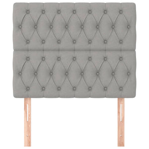 vidaXL Headboard Light Gray 90 x 7 x 118/128 cm Fabric