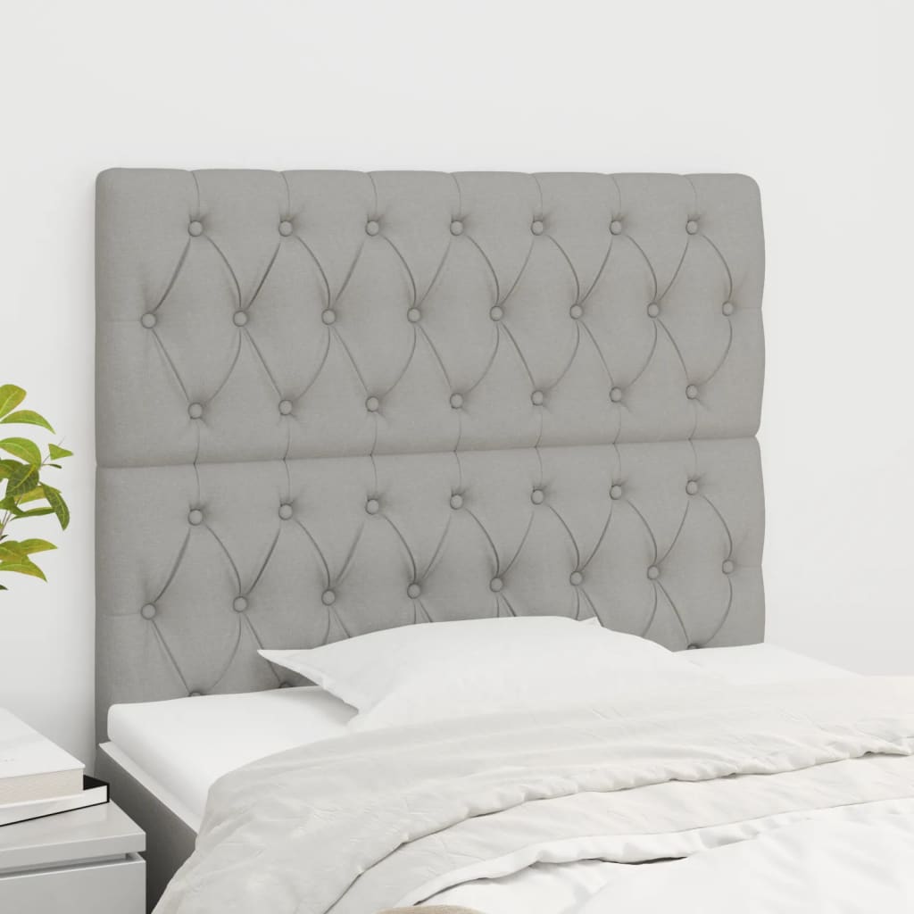 vidaXL Headboard Light Gray 90 x 7 x 118/128 cm Fabric