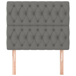 vidaXL Headboard Dark Grey 90 x 7 x 118/128 cm Fabric