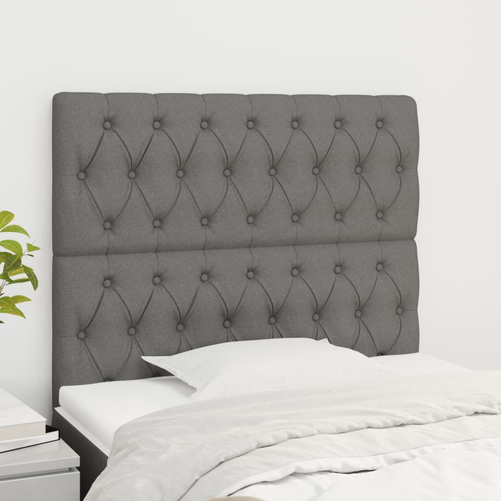 vidaXL Headboard Dark Grey 90 x 7 x 118/128 cm Fabric