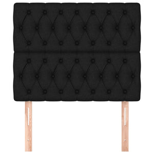 vidaXL Headboard Black 90x7x118/128 cm Fabric