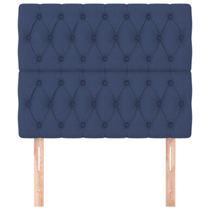 vidaXL Headboard Blue 90x7x118/128 cm Fabric