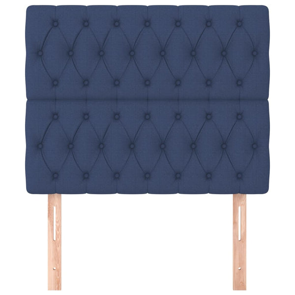 vidaXL Headboard Blue 90x7x118/128 cm Fabric