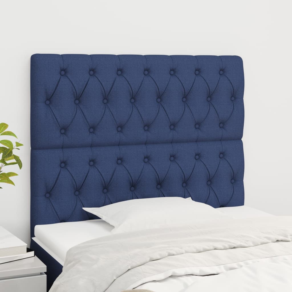 vidaXL Headboard Blue 90x7x118/128 cm Fabric