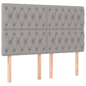 vidaXL Headboard Light Gray 144x7x118/128 cm Fabric