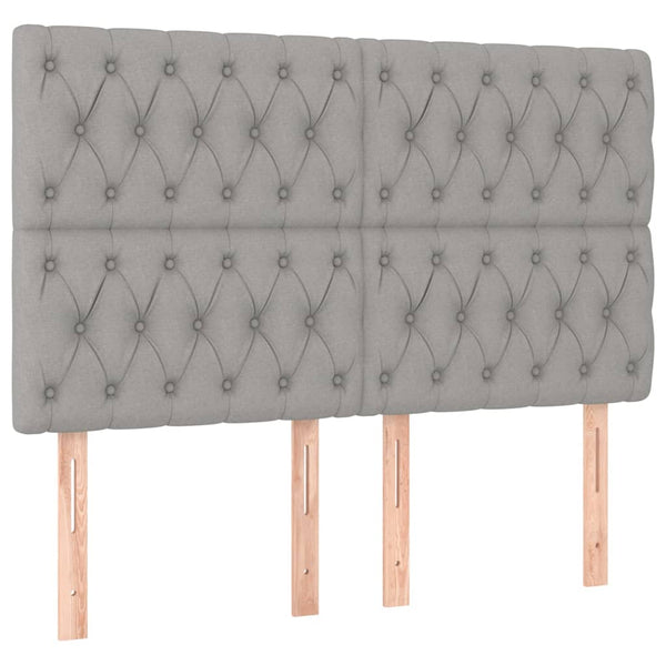 vidaXL Headboard Light Gray 144x7x118/128 cm Fabric