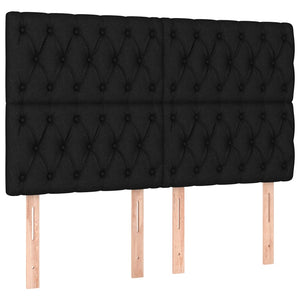 vidaXL Headboard Black 144x7x118/128 cm Fabric