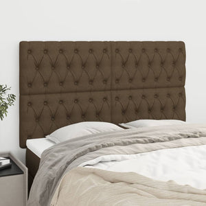 vidaXL Headboard Dark Brown 144x7x118/128 cm Fabric