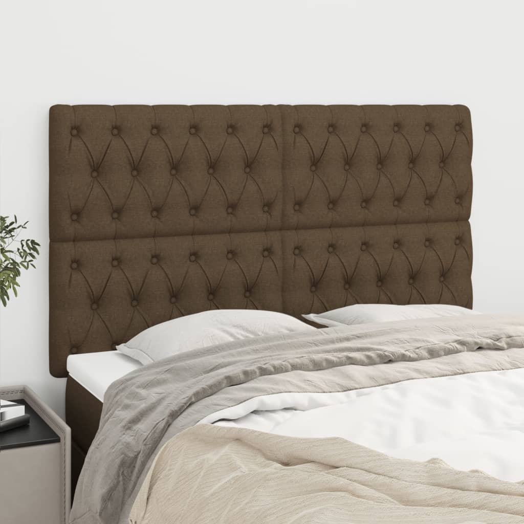 vidaXL Headboard Dark Brown 144x7x118/128 cm Fabric