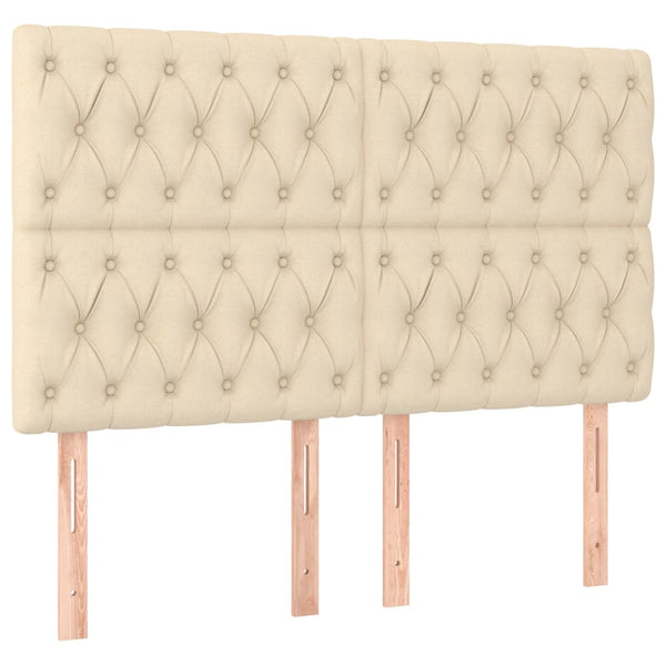 vidaXL Headboard Cream 144x7x118/128 cm Fabric