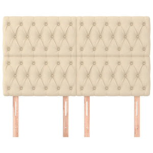vidaXL Headboard Cream 144x7x118/128 cm Fabric