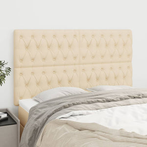 vidaXL Headboard Cream 144x7x118/128 cm Fabric