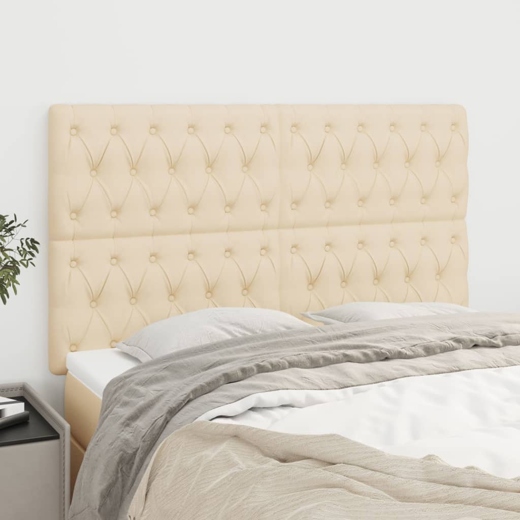 vidaXL Headboard Cream 144x7x118/128 cm Fabric