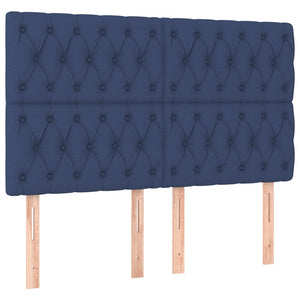 vidaXL Headboard Blue 144x7x118/128 cm Fabric
