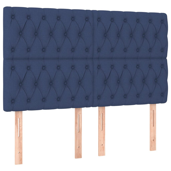 vidaXL Headboard Blue 144x7x118/128 cm Fabric