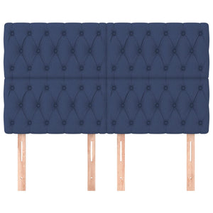 vidaXL Headboard Blue 144x7x118/128 cm Fabric