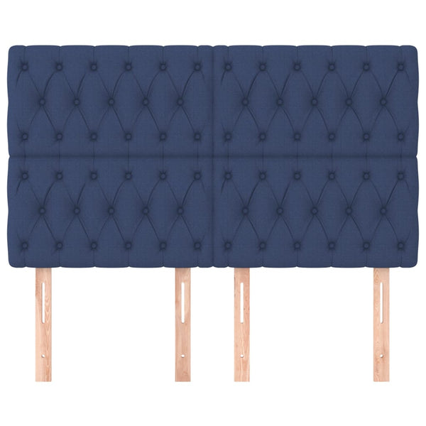 vidaXL Headboard Blue 144x7x118/128 cm Fabric
