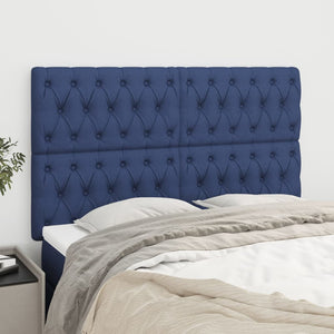 vidaXL Headboard Blue 144x7x118/128 cm Fabric