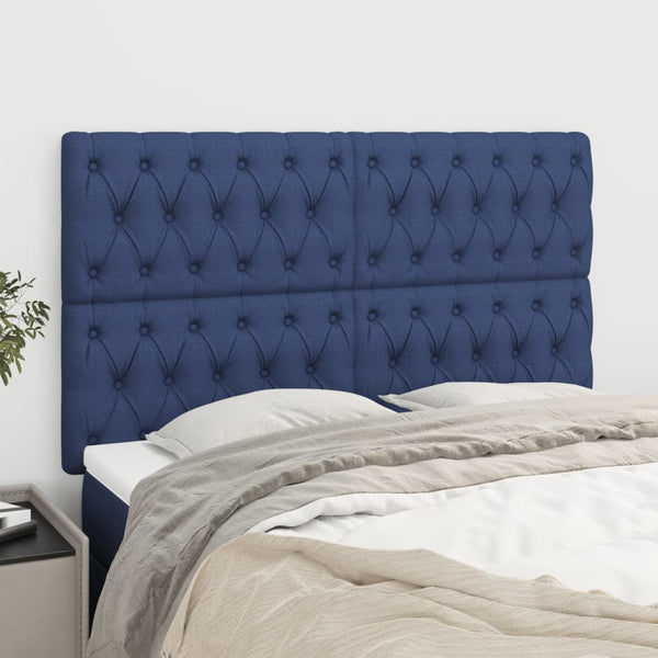 vidaXL Headboard Blue 144x7x118/128 cm Fabric