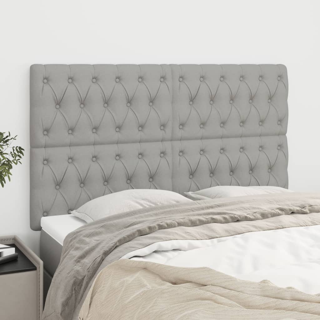 vidaXL Headboard Light Gray 160 x 7 x 118/128 cm Fabric