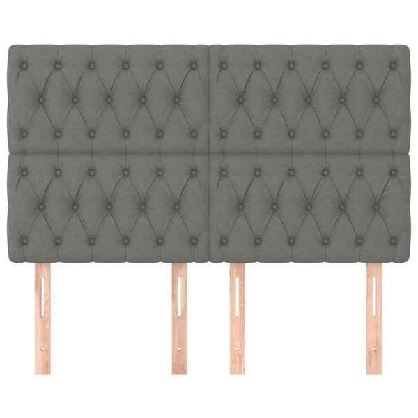 vidaXL Headboard Dark Grey 160 x 7 x 118/128 cm Fabric