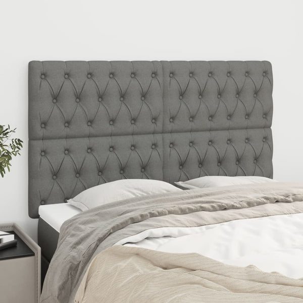 vidaXL Headboard Dark Grey 160 x 7 x 118/128 cm Fabric
