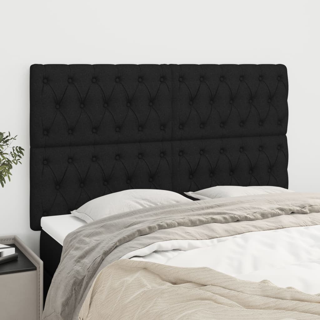 vidaXL Headboard Black 160 x 7 x 118/128 cm Fabric