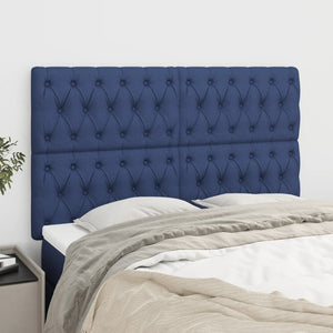 vidaXL Headboard Blue 160 x 7 x 118/128 cm Fabric