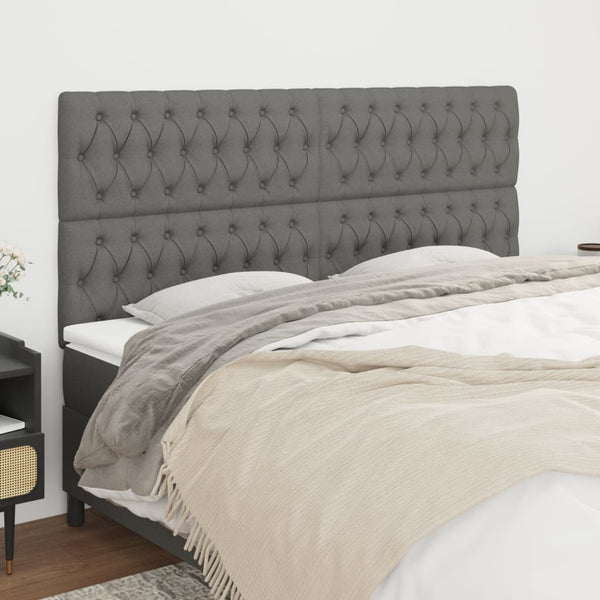 vidaXL Headboard Dark Grey 180 x 7 x 118/128 cm Fabric