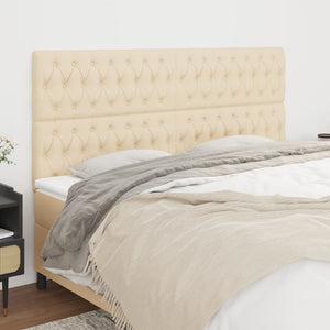 vidaXL Headboard Cream 180x7x118/128 cm Fabric