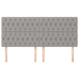 vidaXL Headboard Light Gray 200 x 7 x 118/128 cm Fabric