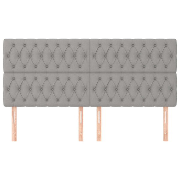 vidaXL Headboard Light Gray 200 x 7 x 118/128 cm Fabric