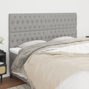 vidaXL Headboard Light Gray 200 x 7 x 118/128 cm Fabric