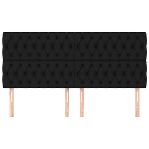 vidaXL Headboard Black 200 x 7 x 118/128 cm Fabric