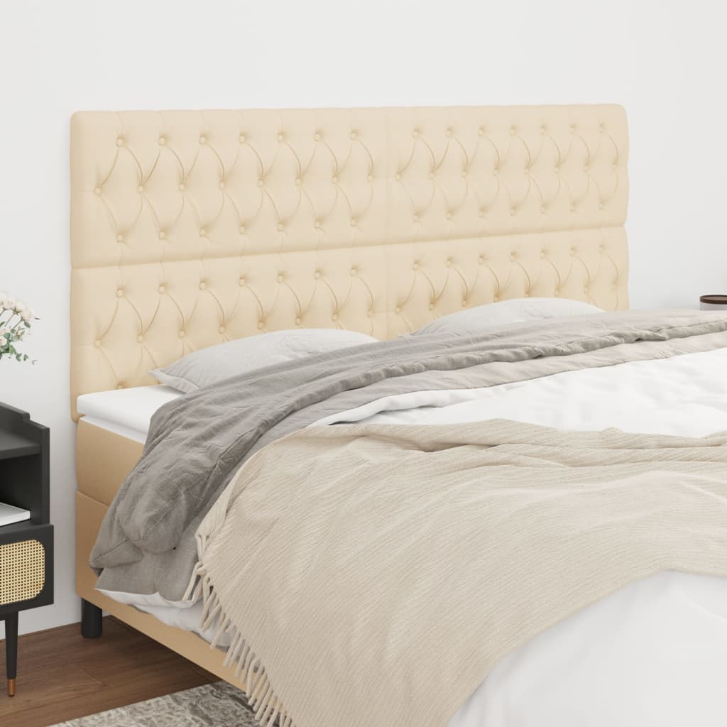 vidaXL Headboard Cream 200 x 7 x 118/128 cm Fabric
