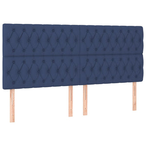 vidaXL Headboard Blue 200 x 7 x 118/128 cm Fabric