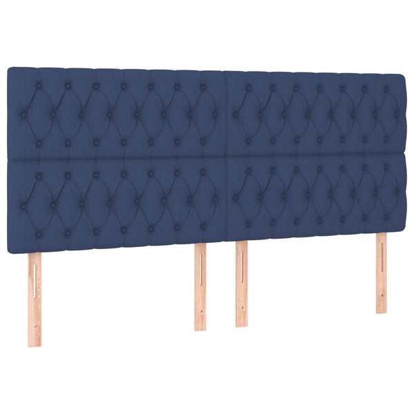 vidaXL Headboard Blue 200 x 7 x 118/128 cm Fabric