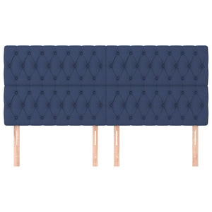 vidaXL Headboard Blue 200 x 7 x 118/128 cm Fabric