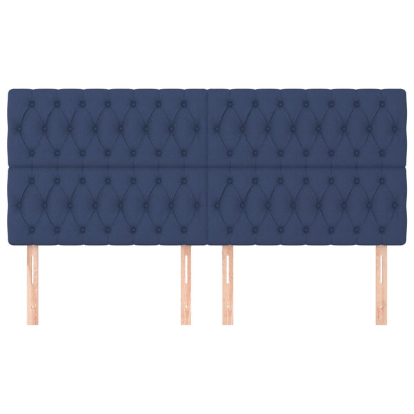 vidaXL Headboard Blue 200 x 7 x 118/128 cm Fabric