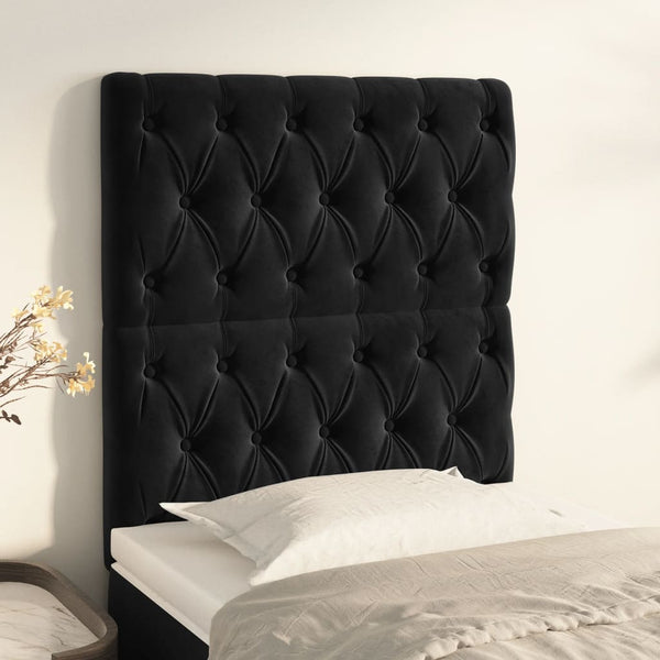 vidaXL Headboard Black 80x7x118/128 cm Velvet