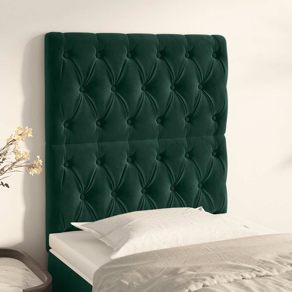 vidaXL Headboard Dark Green 80x7x118/128 cm Velvet